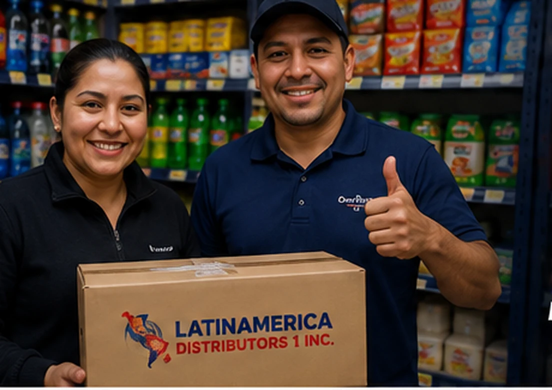 Personas latinas contentas en un minimarket de Estados Unidos